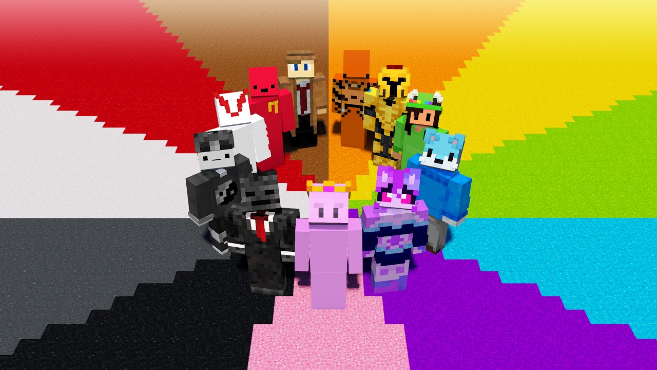Thumbnail of Baablu's video "11 YouTubers beat Minecraft using One Color", played on ColorBound